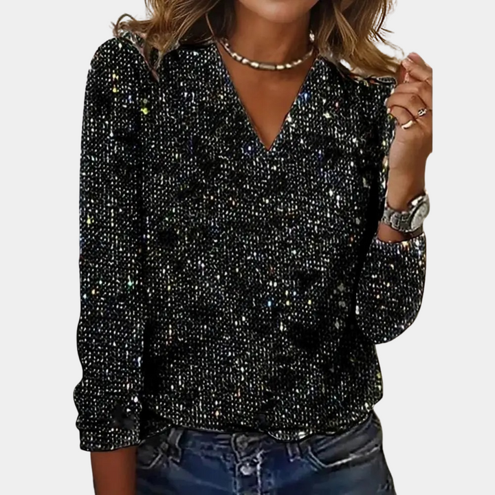 Amy | Glitter V-Neck Top