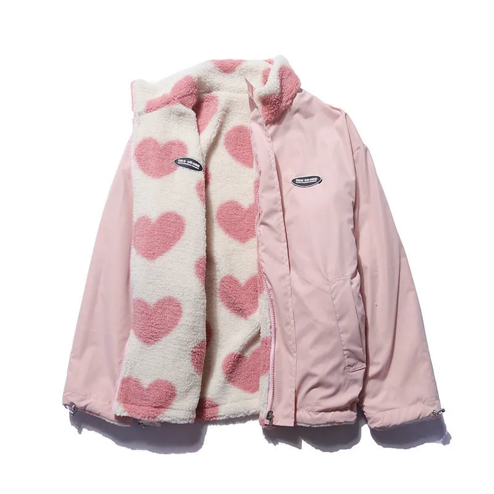 Danelle | Reversible Heart Fleece Jacket